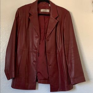Red/Maroon leather (100%) jacket